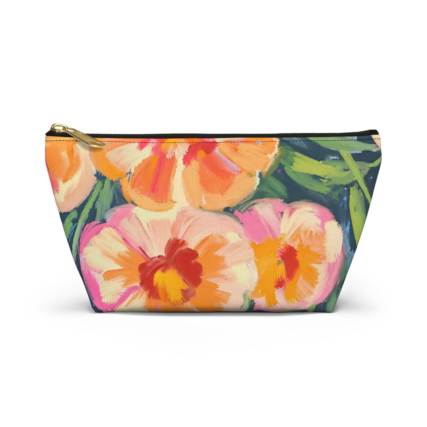 Marigold Floral Accessory Pouch w T-bottom