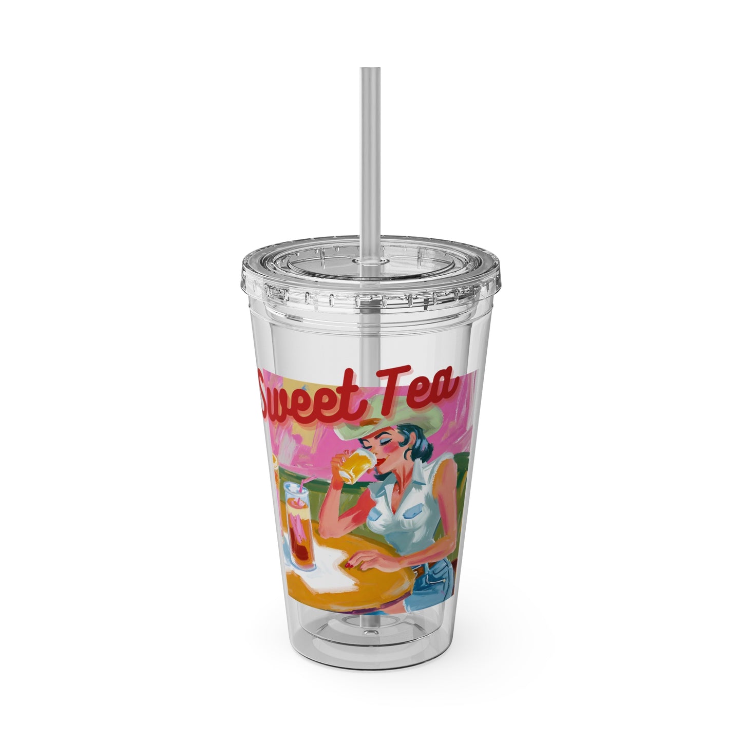 Sweet Tea to go Tumbler with Straw, 16oz