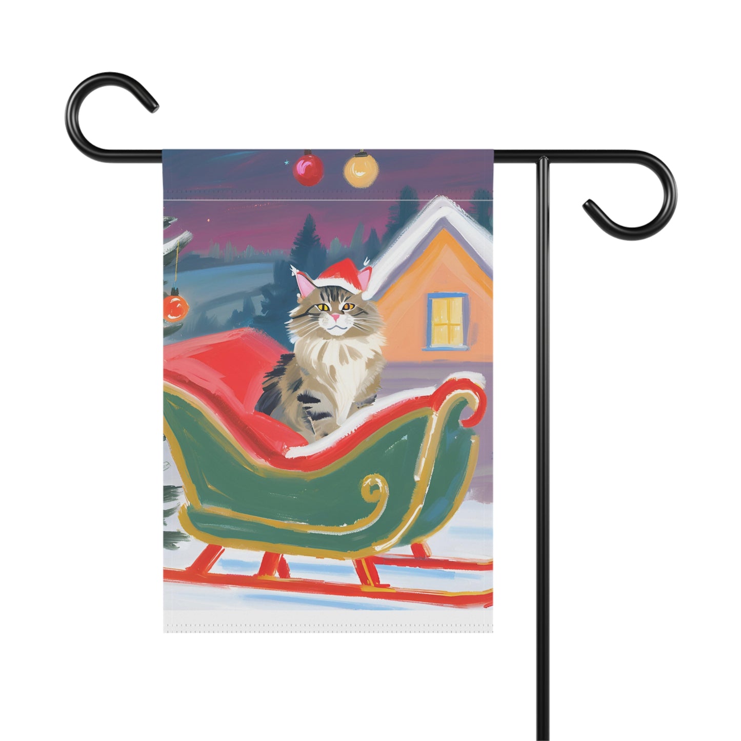 Santa's helper Kitty Garden & House Banner