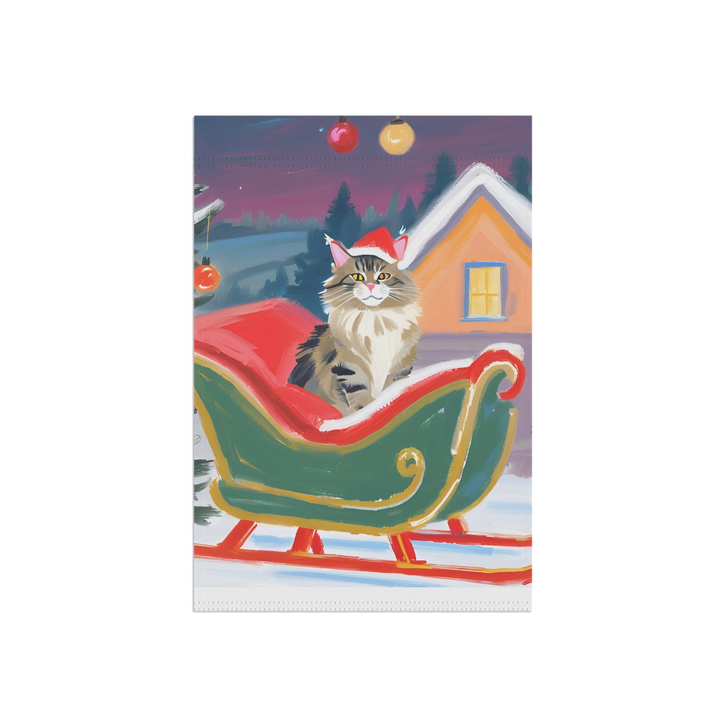 Santa's helper Kitty Garden & House Banner