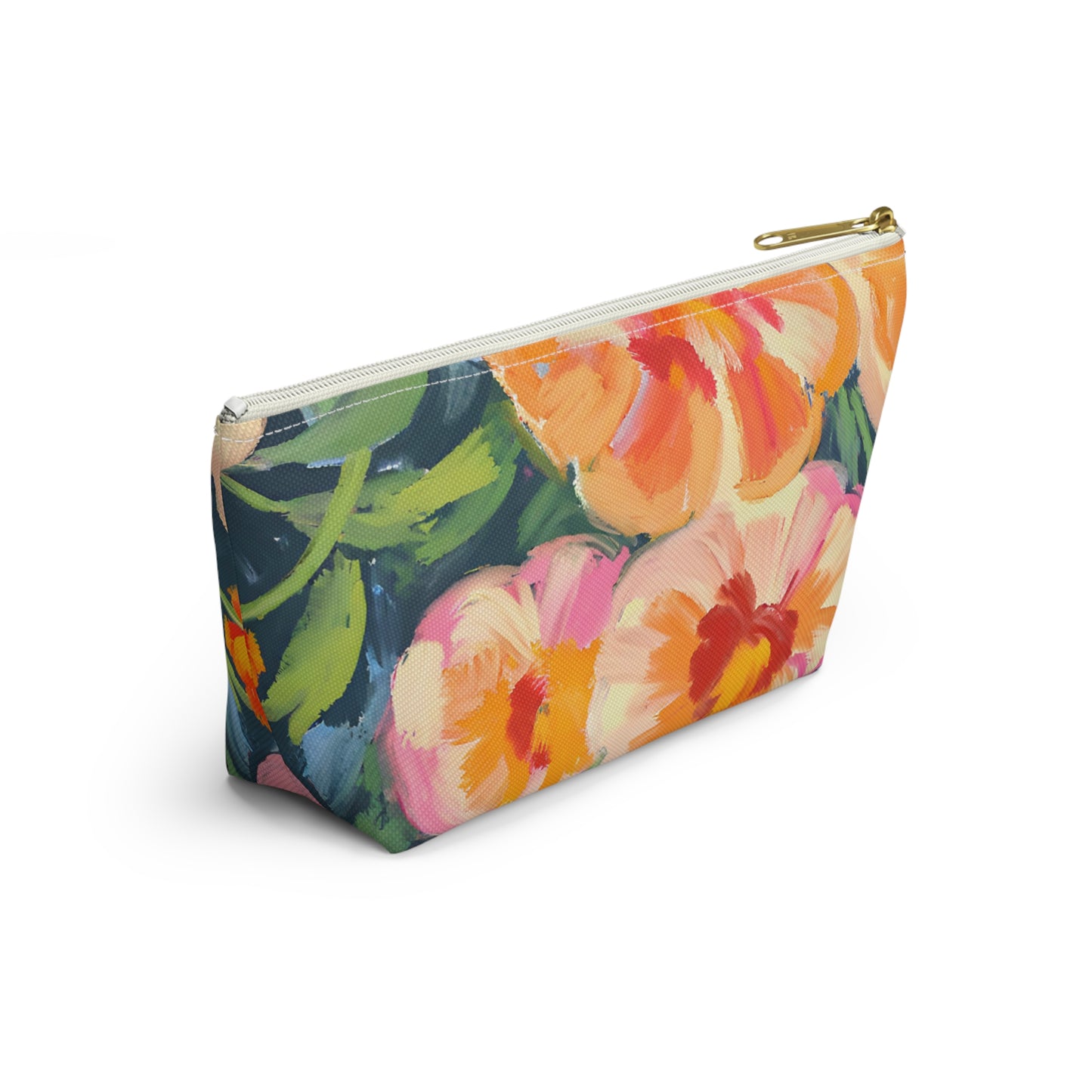 Marigold Floral Accessory Pouch w T-bottom