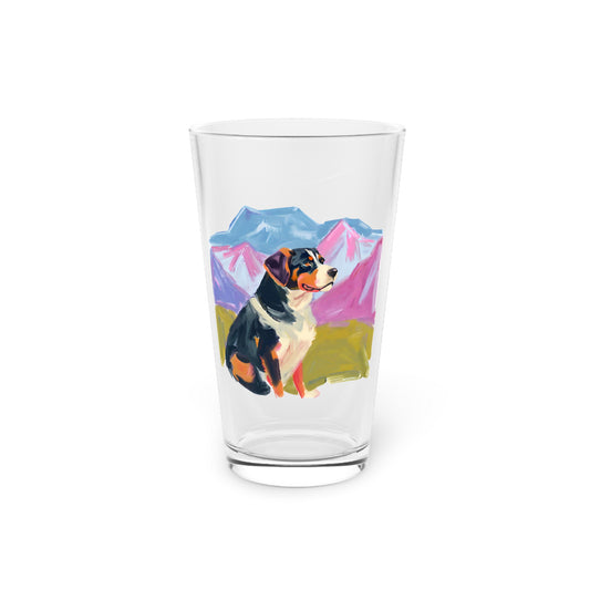 Stefan the Swiss Mountain Dog Pint Glass, 16oz