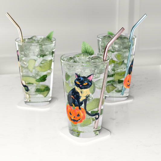 Pumpkin Kitty Pint Glass, 16oz