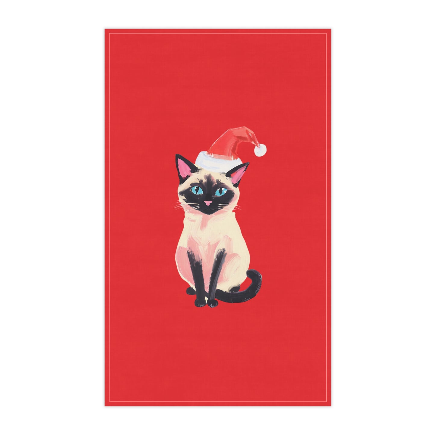 Merry Siamese CHristmas Cotton Twill Tea Towel