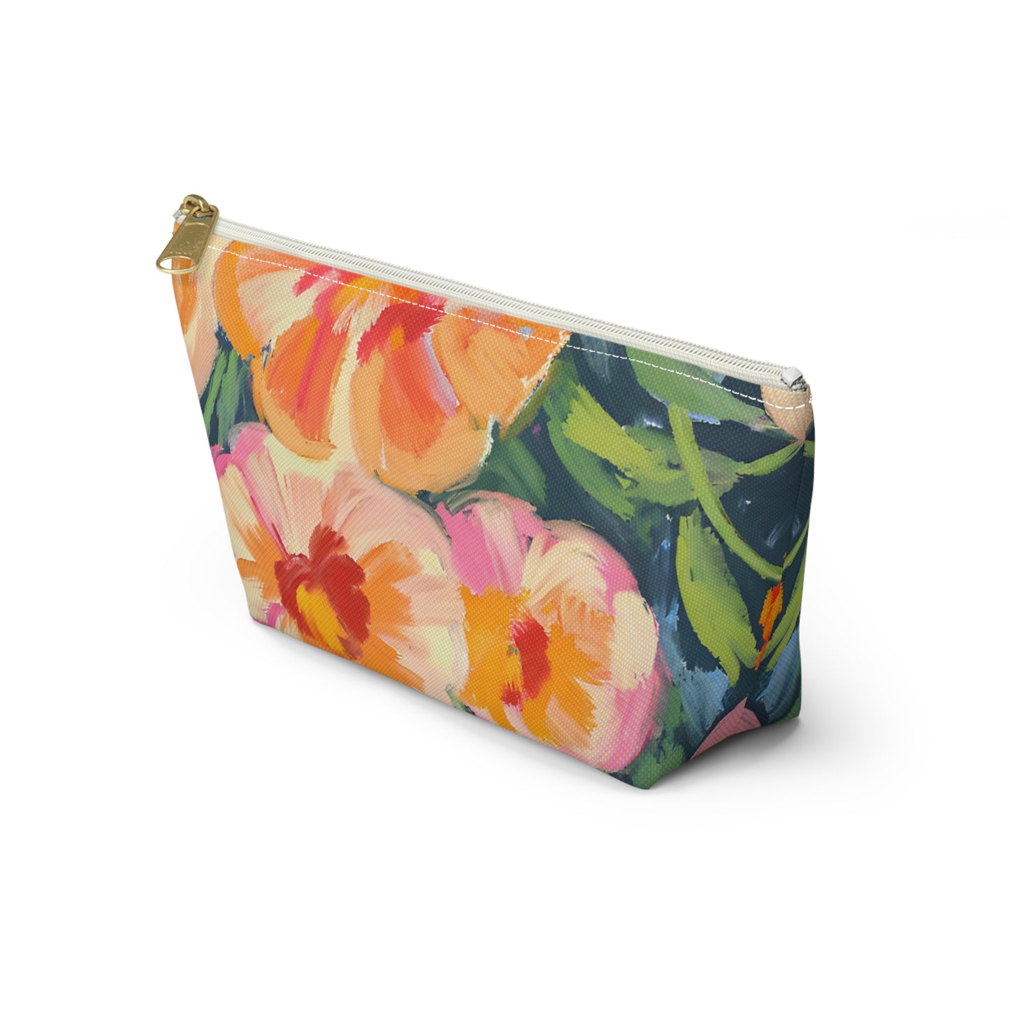 Marigold Floral Accessory Pouch w T-bottom