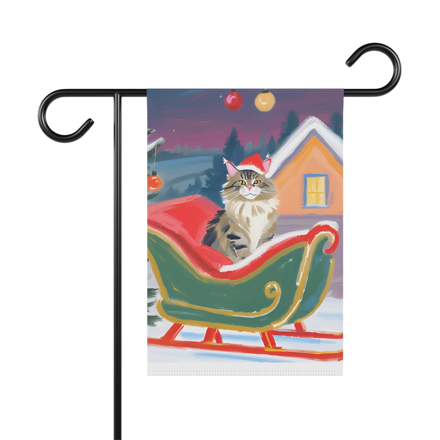 Santa's helper Kitty Garden & House Banner