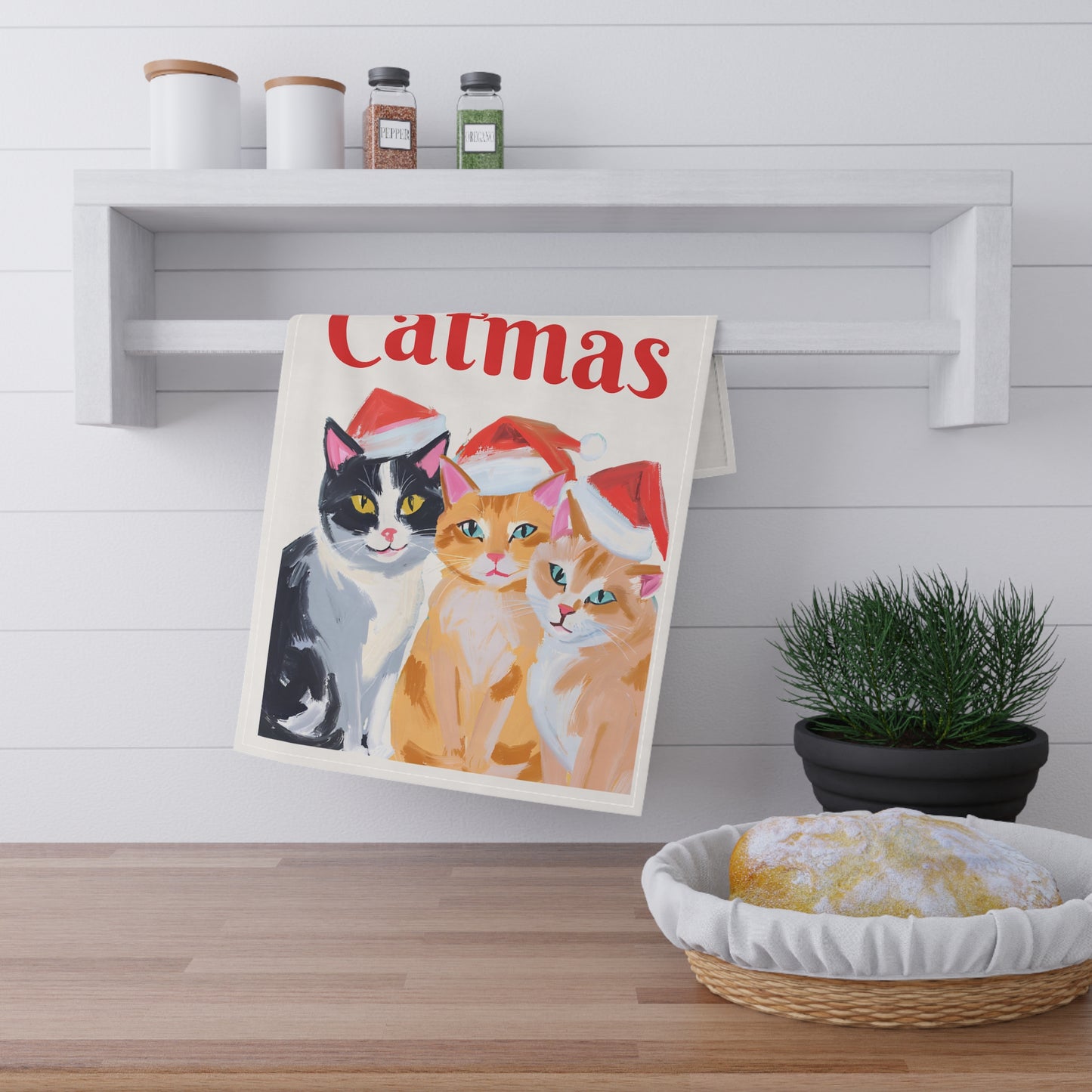 Meowy Catmas Tea Towels (cotton twill)