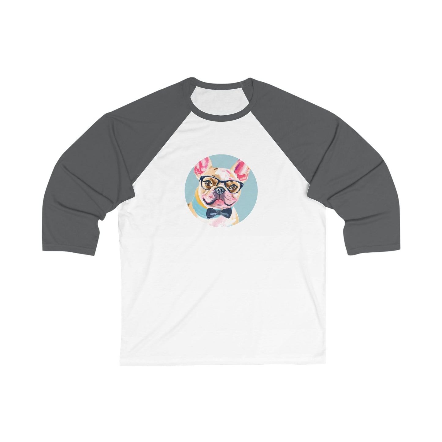 Dapper the Sophisticated Frenchie Unisex 3\4 Sleeve Baseball Tee