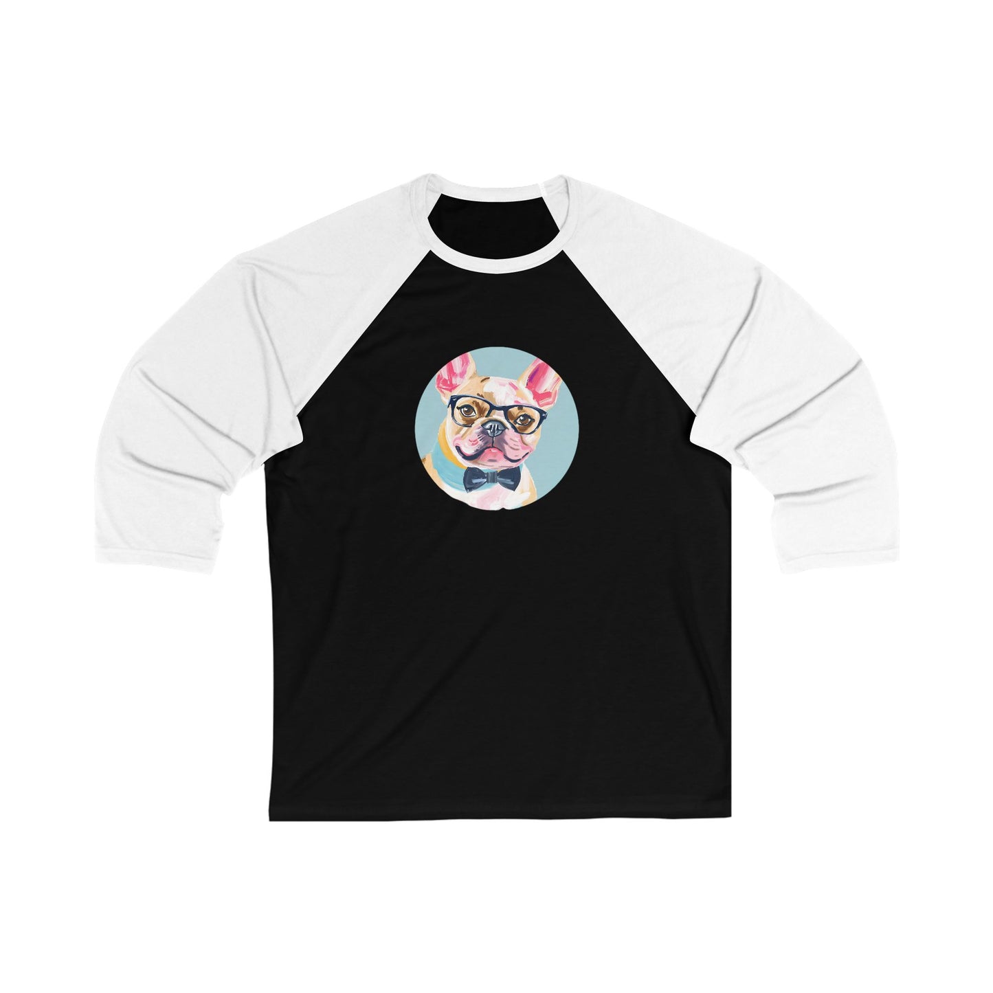 Dapper the Sophisticated Frenchie Unisex 3\4 Sleeve Baseball Tee