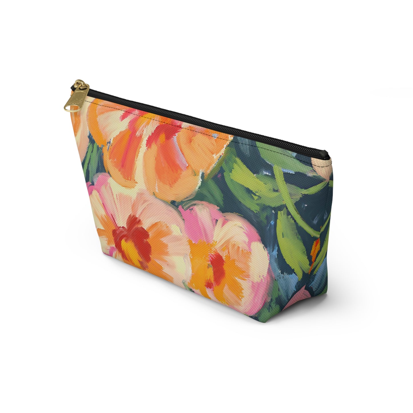 Marigold Floral Accessory Pouch w T-bottom