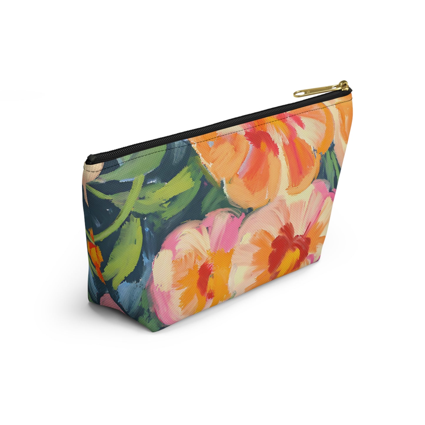 Marigold Floral Accessory Pouch w T-bottom