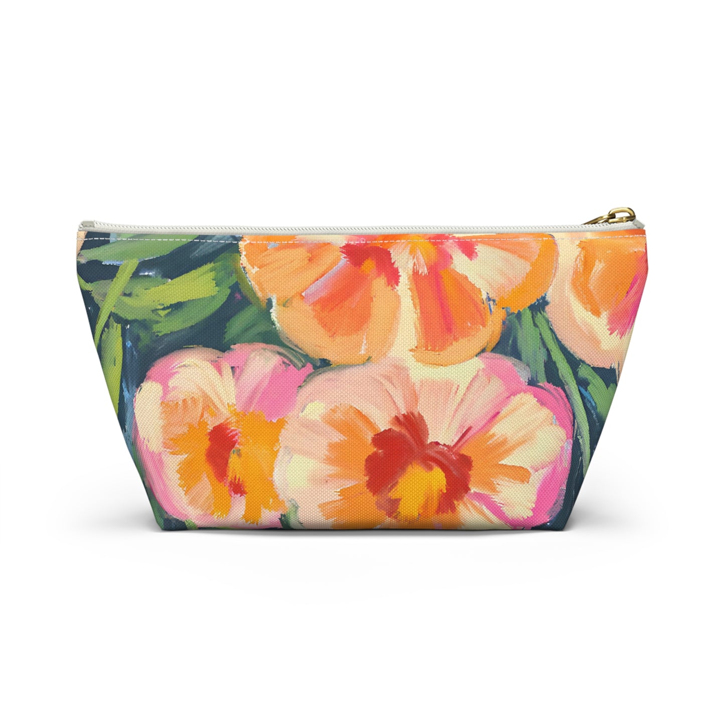 Marigold Floral Accessory Pouch w T-bottom