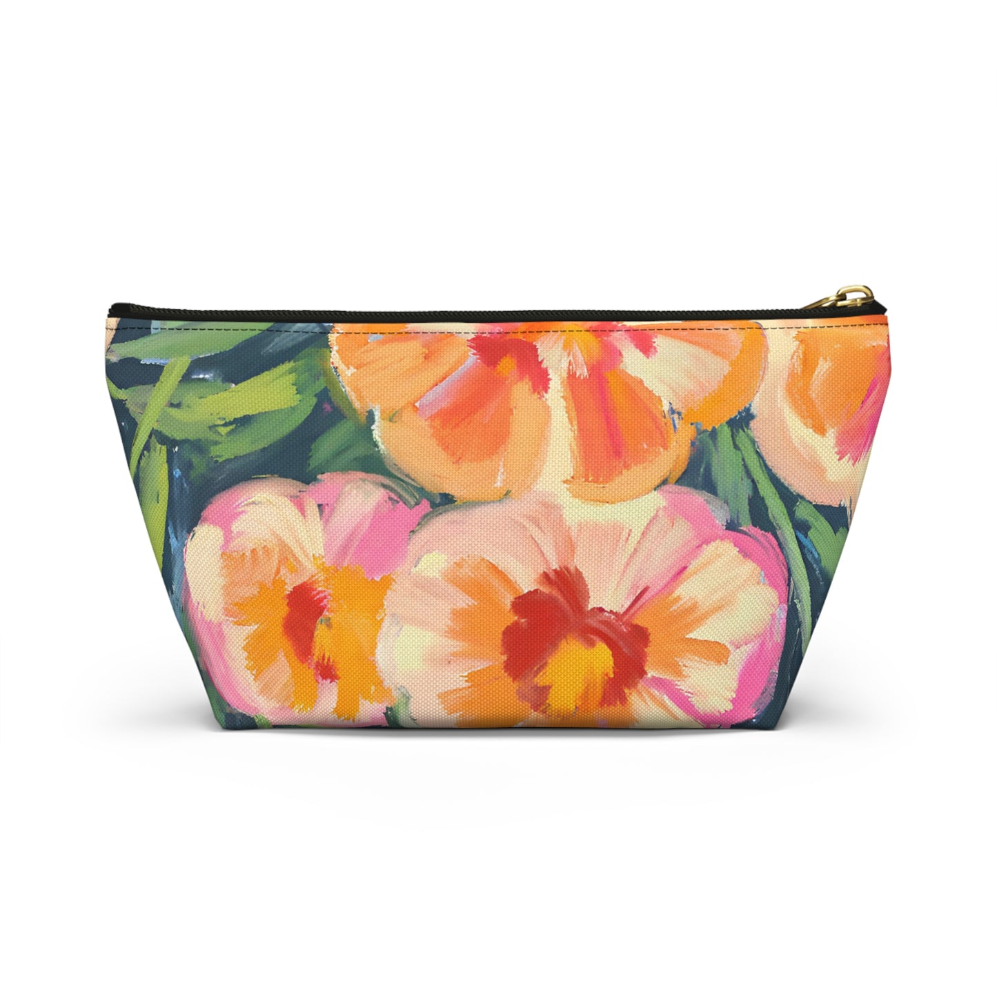 Marigold Floral Accessory Pouch w T-bottom