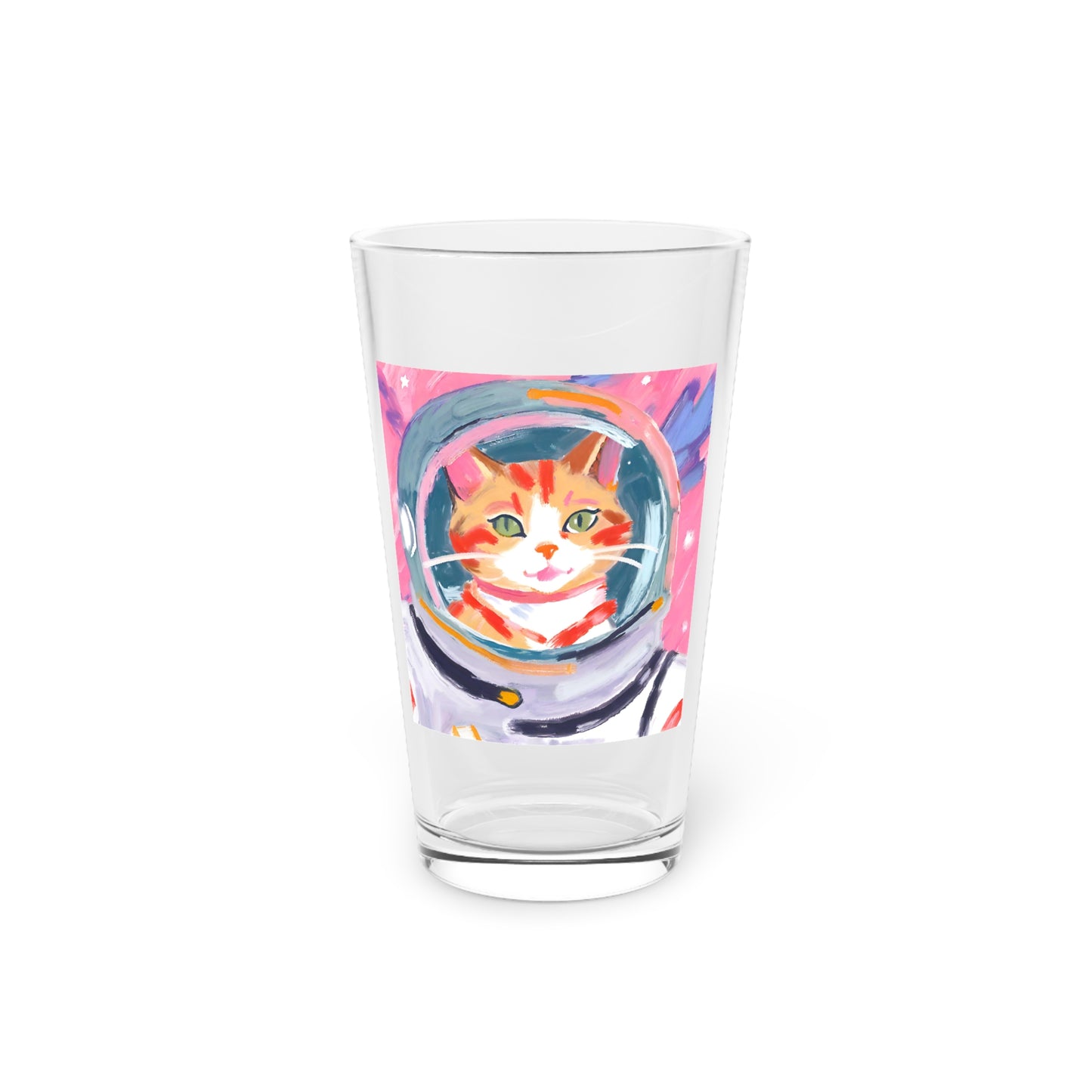 Astro Cat Heads to Space Pint Glass, 16oz