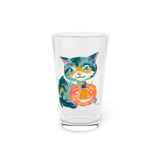 Bertie the Pumpkin Carving Kitty Pint Glass, 16oz